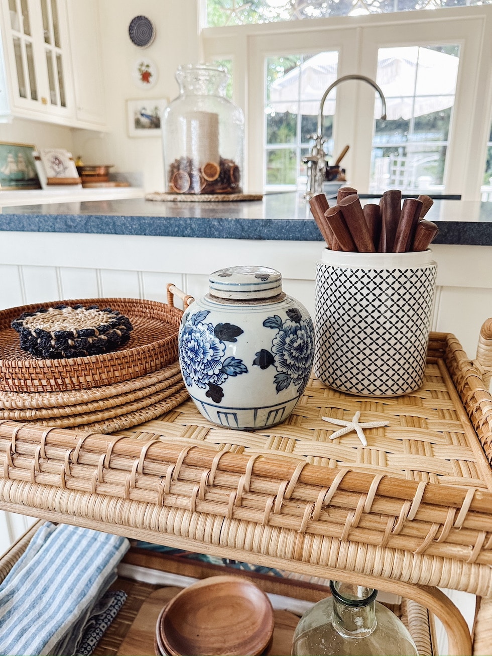 My New Rattan Serving Cart (how I'll use it in my kitchen + why I'm so excited about it!)