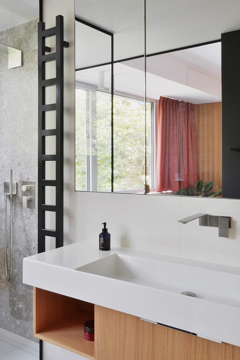 angled partial view of modern bathroom