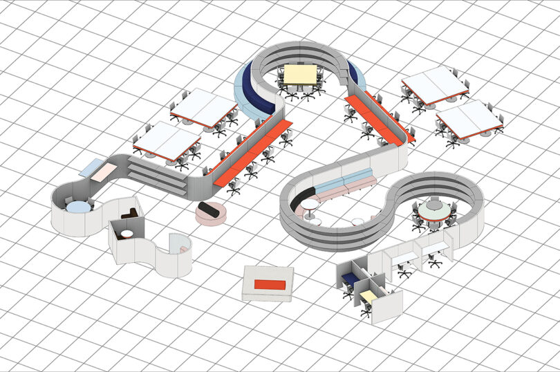 rendering of a modular modern office space